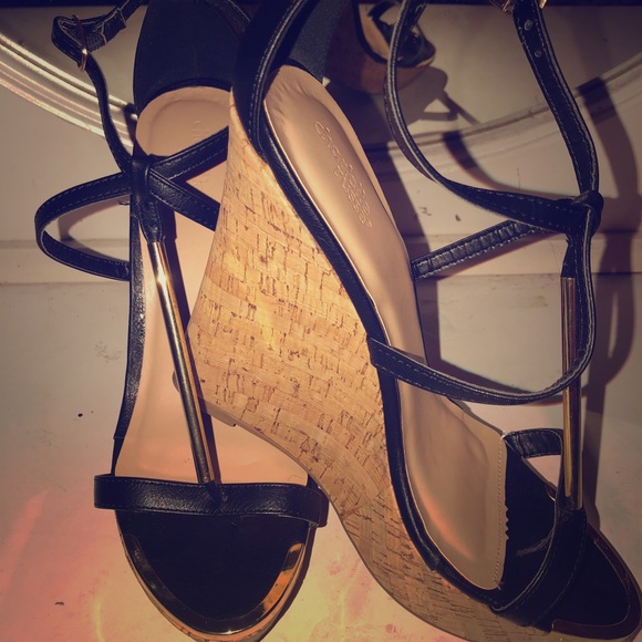 Charlotte Russe Shoes - Wedges with gold accent